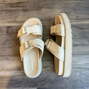 Princess Polly Cream Ma Belle Platform Sandals